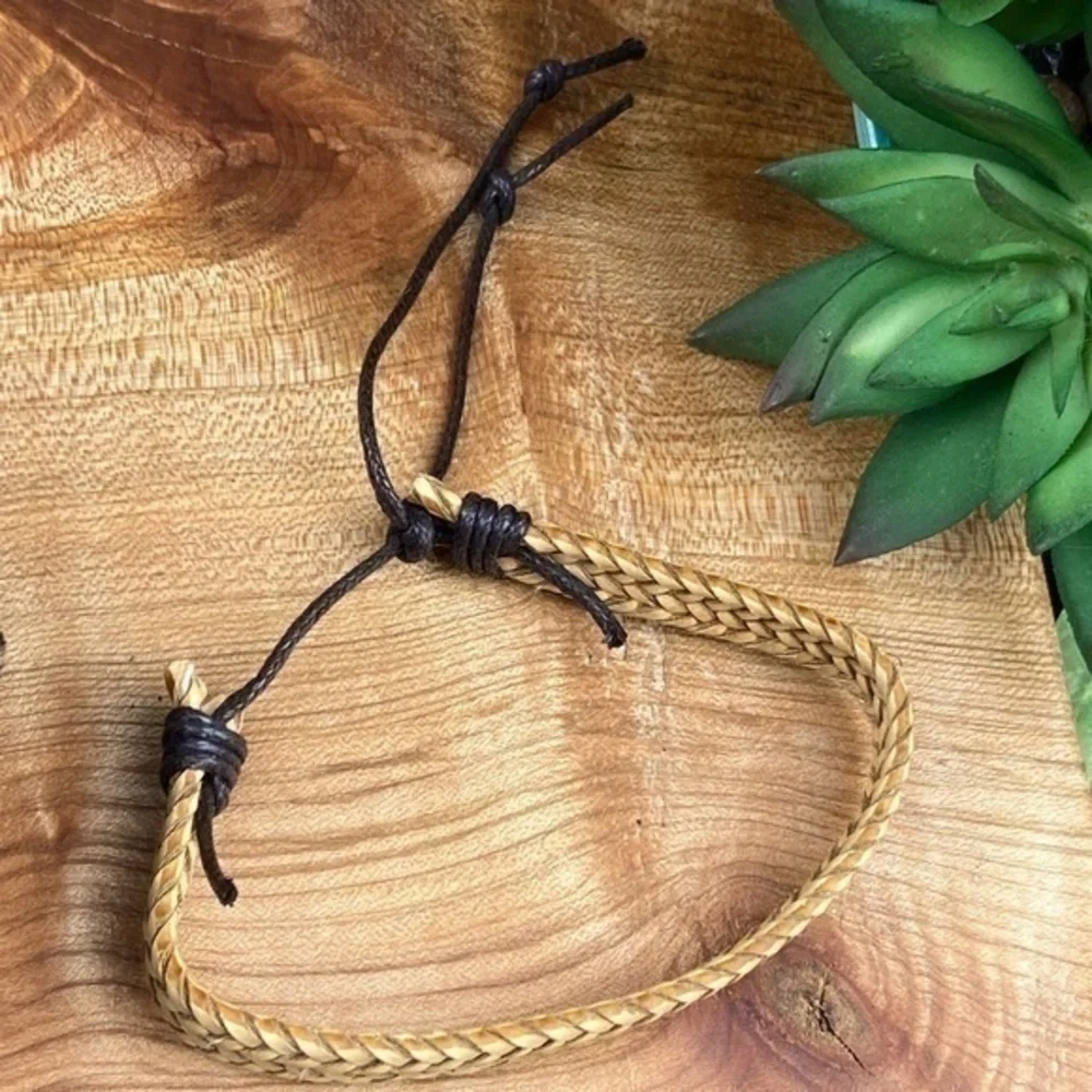 Mens Bracelets Bundle Adjustable Leather and Hemp Matte Onyx Stone Beads